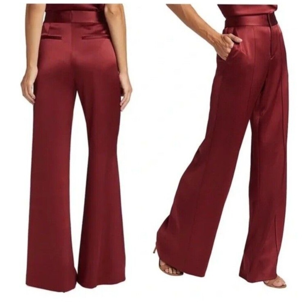 Alice + Olivia Burgundy Wide Leg Pants